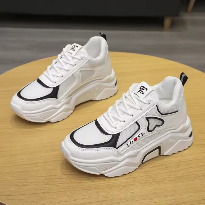 Zapatillas de deporte con cuña y cordones para mujer, zapatos deportivos ligeros con suela gruesa, cómodos, para ocio, primavera y otoño, 2024 - 1