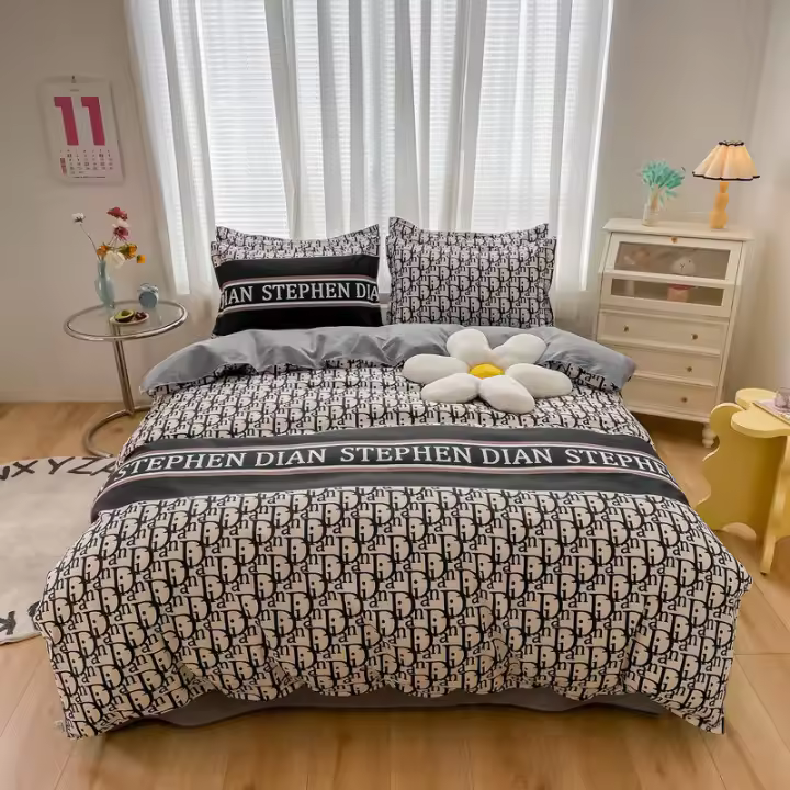 Juego de cuatro piezas de algodón cepillado grueso para todas las estaciones para dormitorio de estudiantes, funda de edredón individual, juego de tres piezas de sábanas de regalo - 1