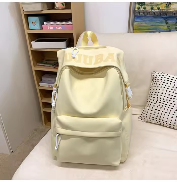 Chica suave, estudiante, campus, mochila escolar, niña, mochila, color sólido, mochila, Corea, fresco y dulce - 1