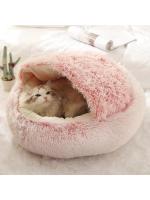 Cama redonda de felpa para gato y perro, colchón cálido y suave con cubierta, cueva para dormir, cueva para perros pequeños y gatitos - details 1