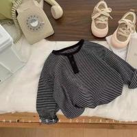 Camiseta de Manga Larga para Niños Primavera Otoño Estilo Coreano a Rayas - details 4