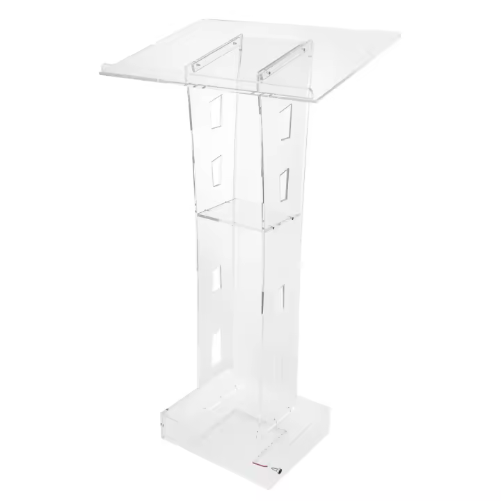 Podio de Acrílico Transparente con Luz LED Azul 60 × 40 × 110cm Ideal para Oficinas de Iglesia, Escuelas, Bodas, Concertos, Aulas de Ponencia - 1