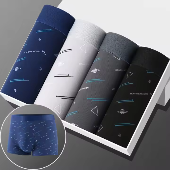 Calzoncillos con estampado convexo en U para hombre, ropa interior cómoda, transpirable, 100kg, 4 unidades por lote - 1