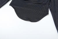 BUNO-Conjunto de 2 piezas de retazos a rayas para mujer, Tops de manga larga con escote y cuello bajo + Pantalón recto con cintura elástica, traje de tendencia urbana - details 15