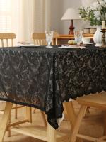 Mantel floral Ense negro, diseño estampado para cocina, salón, mesa de comedor, decoración, fiestas y eventos - details 4