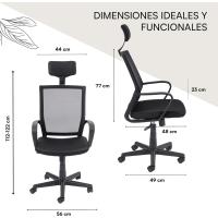 Silla de Oficina ergonómica de Piel sintética Negra, con Ruedas giratorias, reposabrazos, Altura Regulable, de Acero y Espuma Blanda, fácil de Montar y desplazar, 56x48x95 cm - details 11