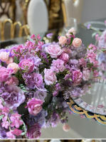 Camino de mesa de rosa púrpura de lujo, telón de fondo de boda, marco de arco de cuerno, arreglo de decoración, soporte de flores para escenario Floral, centro de mesa Ba - details 10
