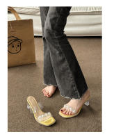 Sandalias de Moda Versátiles Tacón Medio Transparente Diamondes de Imitación Zapatillas Geniales - details 1