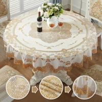 4/6/8/10 Seater Round Tablecloth White Waterproof Table Cloth Mantle Table Cover Dining Tablemat - details 0