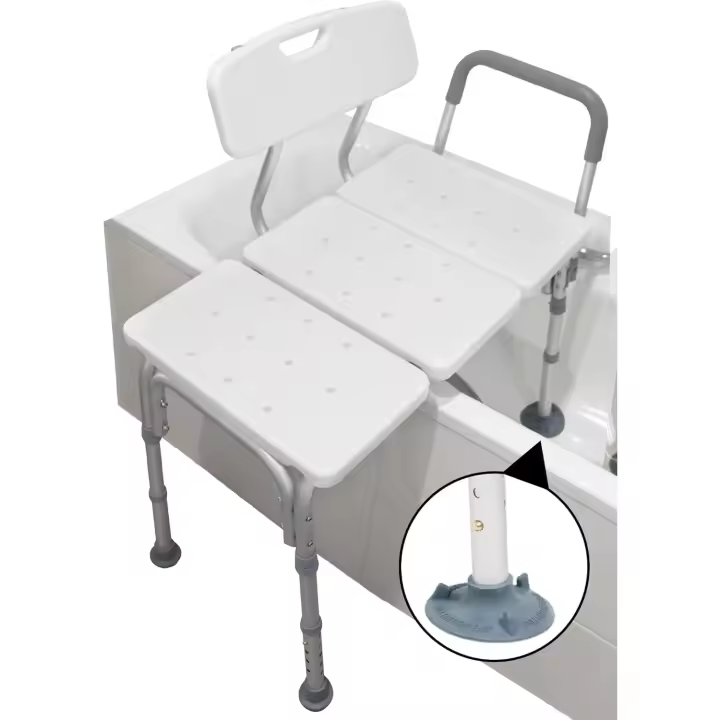 Bañera Adulto con Asa Acolchada, Silla Personas Mayores, Taburete Antideslizante, Blanco - 1