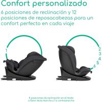 Silla Coche 360, 0-12 años, 40-150 cm, Silla Coche, Instalación Pata Apoyo, Giro 360, 8 Posiciones Reclinación, 12 Posiciones Reposacabezas, Full Black - details 31