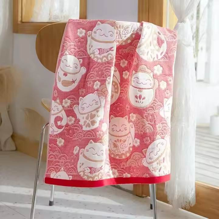 Baño de gasa de algodón Kawaii para adultos, toalla grande de dibujos animados para niños, fácilmente absorbente, agradable a la piel, de secado rápido, 70x140cm - 1