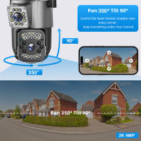 Cámara de Vigilancia Inteligente HD Inalámbrica y Impermeable Monitor de Doble Pantalla para Hogar al Aire Libre Cable de Alimentación Cordado - details 2