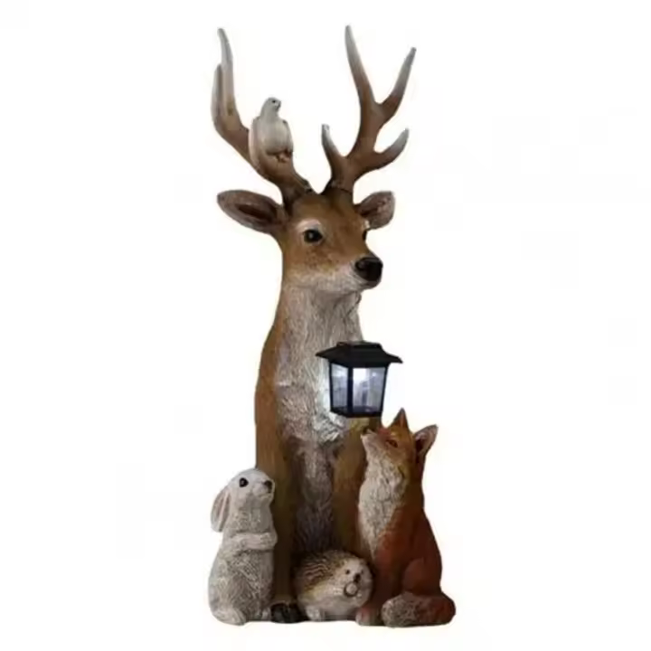 ESTATUILLA LED solar para exteriores, simulación de luz animal, conejo, erizo, patio de resina impermeable, escultura de césped - 1