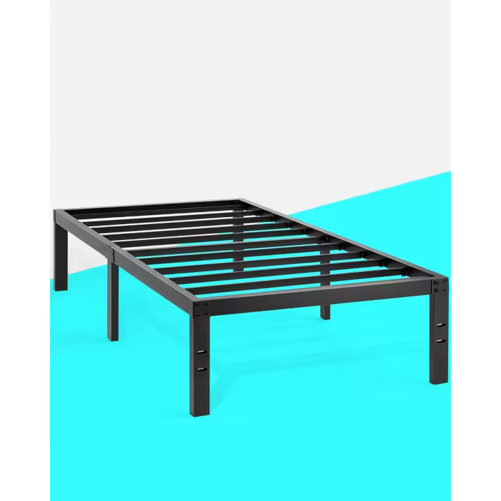 Marco de Cama Individual de Metal Plateforma Resistente, Soporte de Listones de Acero, 41cm de Espacio de Almacenamiento Bajo de la Cama - 1