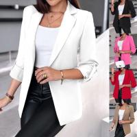 Blazer informal de primavera para mujer, cárdigan de manga larga de Color sólido, Blazer de moda para mujer - details 1