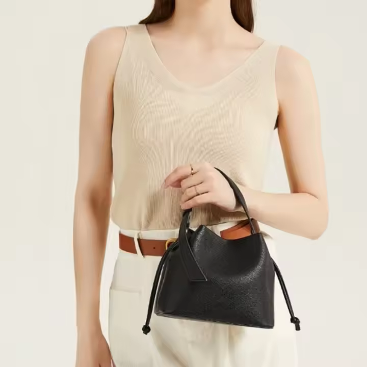 Bolso de cubo para mujer de gran capacidad con cordón con para llevar a mano cesta de verduras bolso de moda bolso de hombro pequeño bolso de mano - 1