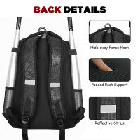 Youth Baseball Bag,Softball Bag with Shoes Compartment,Baseball Backpack with Fence Hook for TBall Bat & Equipment - details 5
