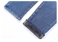Jeans de Pierna Recta y Cintura Alta para Hombres en Invierno Ajuste Suelto, Largo y Cálido con Tirantes Elásticos Pantalones Cortos de Moda para Hombres Mayores - details 25
