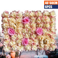 Panel de pared de flores de seda Artificial, decoración de fondo de fiesta de boda, Rosa Floral, aprox., 6 piezas Flor romántica para pared, 60x40cm/23,62x15,75 pulgadas - details 2