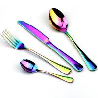 JANKNG Juego de Vajilla de Acero Inoxidable, Cubiertos Coloridos de Arcoíris, Apto para Lavavajillas, Vajilla Occidental, Accesorios de Cocina - details 1