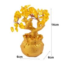 Árboles de riqueza de la suerte de cristal Natural, Mini Árbol de la suerte amarillo creativo, bonsái, árbol del dinero, decoración del hogar - details 5