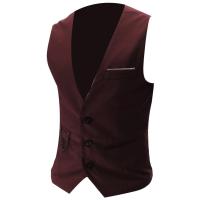 Chalecos para hombre con cuello en V, sin mangas, con botones y bolsillos, chaleco de traje a la moda. - details 11