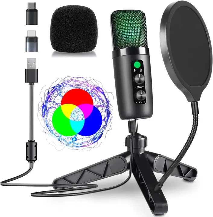Mini micrófono de condensador USB para grabación de Podcast, juegos, PC, Streaming, portátil, Compatible con iPhone, Youtube, PS4, PS5, Tiktok - 1