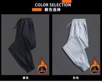 Pantalones casuales de color sólido de gran tamaño deportivos de terciopelo cálido suelto para hombres - details 2