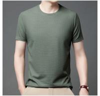 Polo de manga corta para hombre, camiseta de manga corta de algodón con cuello redondo y empalme a la moda de Polot liso con gofres, para uso diario - details 15