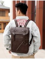 Mochila de cuero para hombre y mujer, morral de estilo universitario, resistente al agua, sencillo y Popular, estilo Retro coreano - details 14