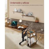 Multienchufe, Mesa Estrecha con 3 Estantes, para Espacios Pequeños con Revistero, para Salón - details 5
