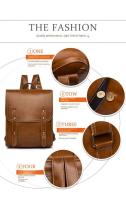 Mochila de piel blanda retro Pu para hombres y mujeres, bolsa de computadora de gran capacidad, mochila universitaria, mochila de cercanías - details 10