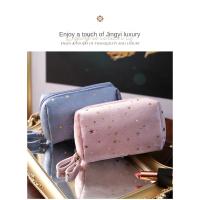 Bolsa de cosméticos pequeña de viaje portátil, bolsa de almacenamiento de cosméticos de franela, bolsa de cosméticos de cielo estrellado de gran capacidad para mujer - details 5