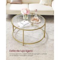 Mesa de Centro Redonda, Mesa de Cristal con Marco de Acero, Mesa de Salón, Mesa de Café - details 4