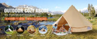 SucceBuy Tienda de campaña de lona, ​​tienda de yurta para 4 estaciones de 6 m/19,68 pies, tienda de campaña de lona para acampar con estufa, tienda transpirable para hasta 10 personas, fiesta de caza al aire libre para acampar en familia - details 0