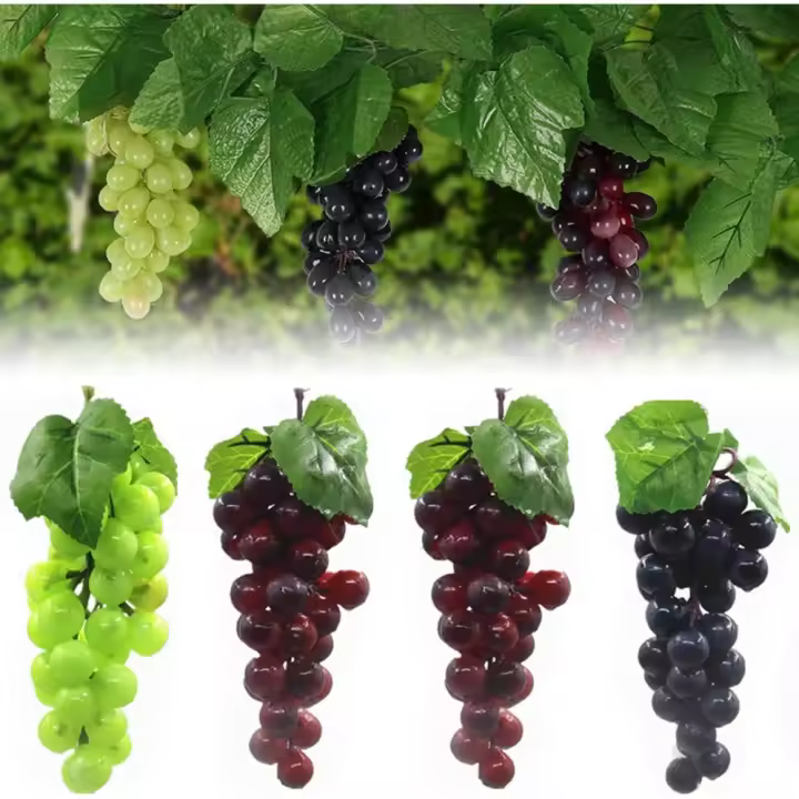 Clavos de Uva Artificiales 4 Ramos de Fruta Artificial de Plástico para Decoración de Navidad y Cocina - 1