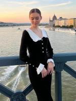Maxivestidos con volantes de cintura alta para mujer, vestido largo ajustado de punto para otoño e invierno, vestido Vintage para mujer, Retro elegante - details 10