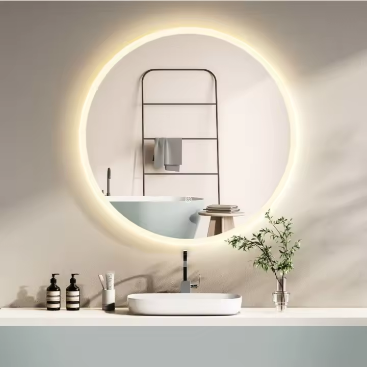 Espejo de baño redondo, con iluminación LED, espejo “Cottbus” de 60 cm, para cuarto de baño con luz en su contorno, clase energética A+ - 1