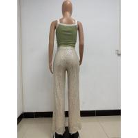 Moda femenina New -End Color sólido Pierna ancha con lentejuelas drapeadas Pantalones casuales para mujer - details 94