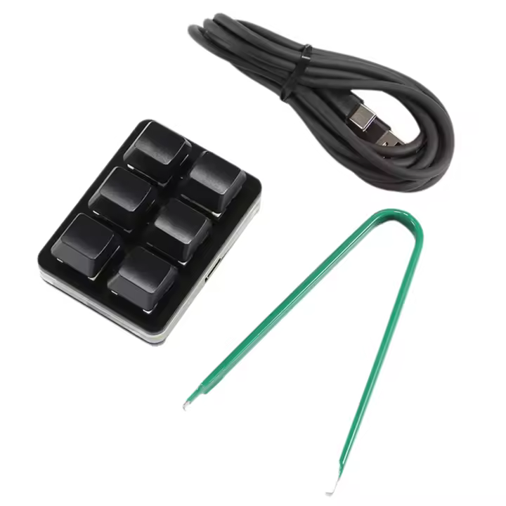 Miniteclado de 6 teclas personalizable, copia completa y pega, 1 Toque, contraseña, negro - 1