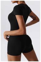 Mono de Yoga de Manga Corta para Mujer Ajustado Secado Rápido Entrenamiento de Danza Traje de Fitness Conjunto de Salto Alto Material Exterior de Nylon - details 14