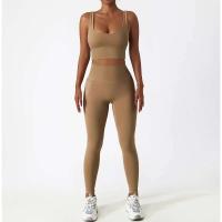 Conjunto de Yoga Sin Costuras para Mujeres Uniforme de Gimnasio de Entrenamiento Sujetador PIESS - details 9
