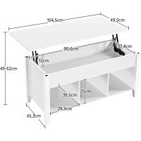 Mesa de Café Elegante y Ascendible con Cajón Estilo Moderno para Sala Patas de Madera Maciza - details 2