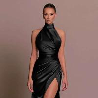 Elegante Vestido de Noche Largo Sexy Halter sin Espalda Alta y Abierto hasta la Cintura - details 5