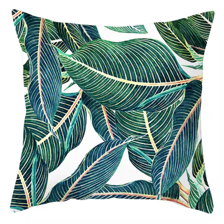 Funda de Cojín de Hoja de Plátano Tropical para Oficina y Hogar Ultra Suave y Corta de Felpa CHAYOU - 1