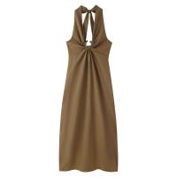 PB&ZA2025 Verano Nuevas Llegadas Vestido Largo Holgado Sin Mangas con Cuello Halter con Cordones y Hebilla para Mujer - details 1
