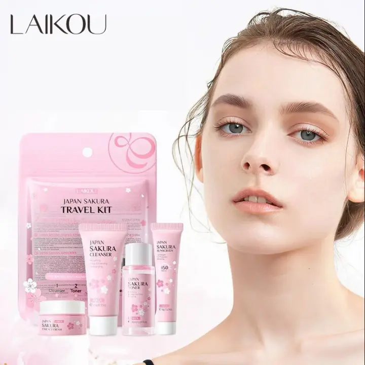 Sets de Cuidado de la Piel de Sakura LAIKOU Limpiador Facial, Crema Facial, Toner, Protector Solar - 1