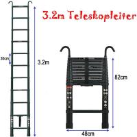 Escalera telescópica de 6,2 m con 2 ganchos, 15 peldaños, de aluminio, portátil, antideslizante, multiusos, capacidad de carga de 150 kg, EN131 - details 10