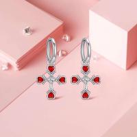 Pendientes de plata pura con forma de corazón rojo y rosa para mujer, joyería de moda para mujer, regalos del Día de San Valentín - details 2